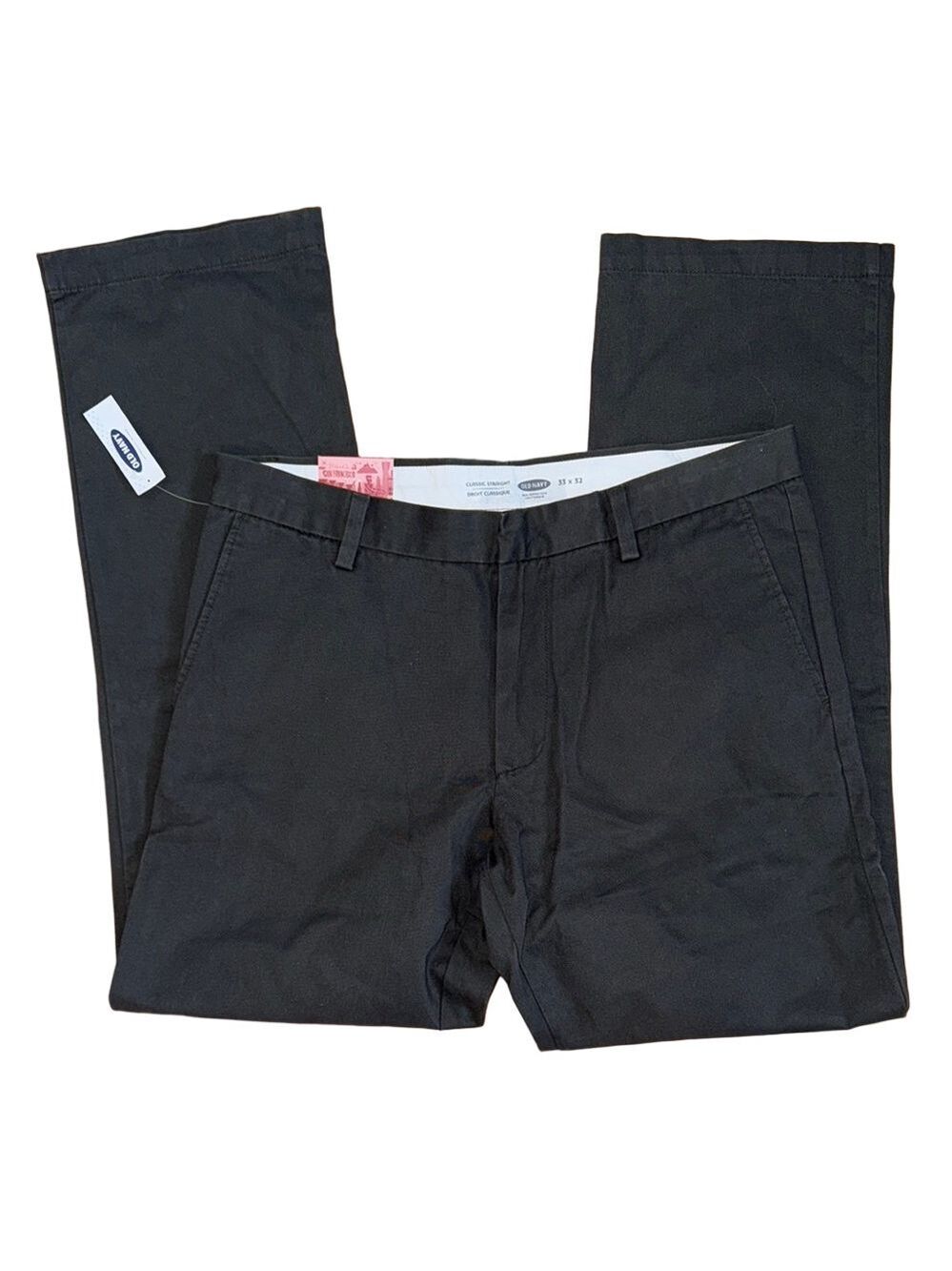 Old Navy Men’s 33x32 Black Straight Chino Pants Business Casual NWT